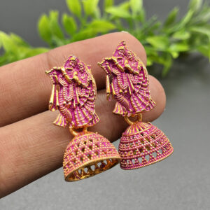 Pink Earrings Radha Krishna ji For Women And Girls