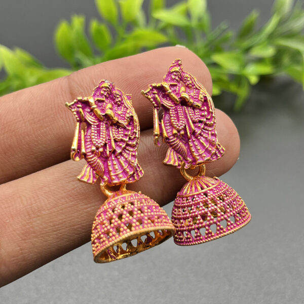 Pink Earrings Radha Krishna ji For Women And Girls